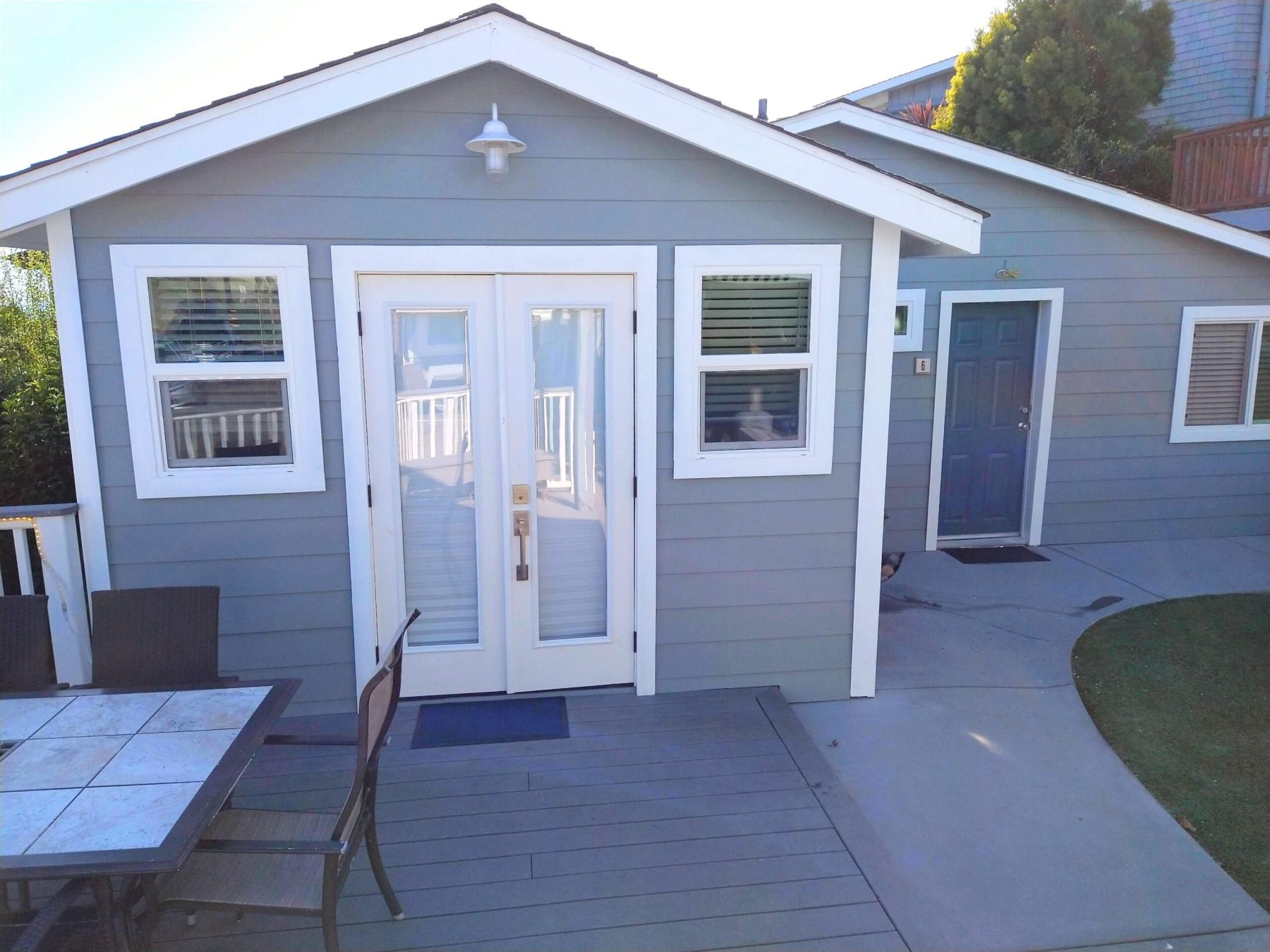 Exterior of cottage seen from private deck